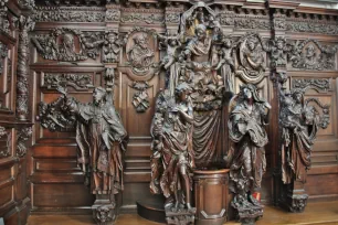 Confessional in the south transept in the St. Paul's Church, Antwerp