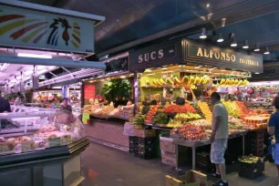 Market stalls in the Boqueria Market, Barcelona