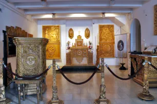 Chapel with carved altar in the Cave Church, Budapest