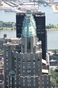 Top of Waldorf-Astoria seen from Rockefeller Center, New York City