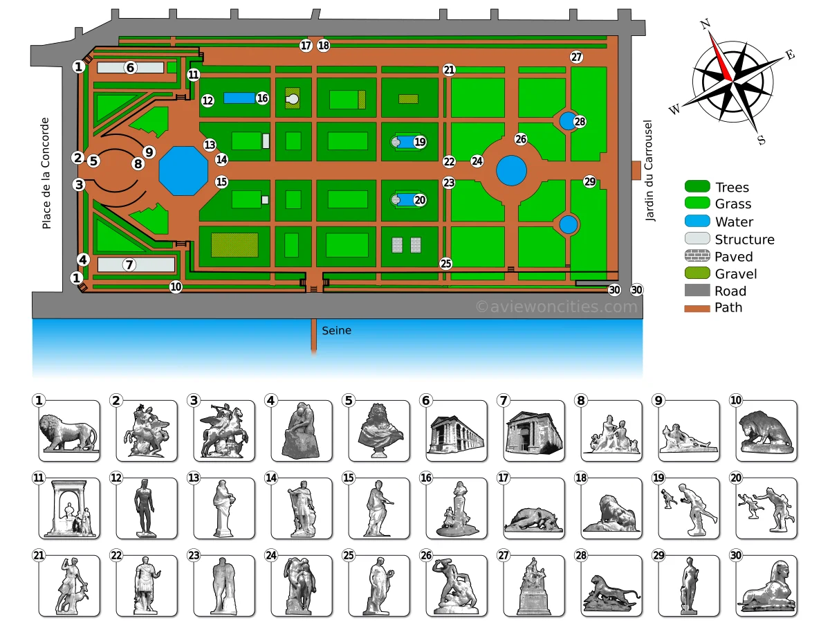 Map of Jardin des Tuileries in Paris