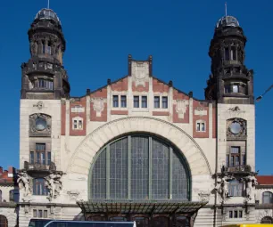 Fanta Building of the main railway station in Prague, Czechia