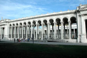 The colonnaded entrance to the San Paolo fuori le Mura church in Rome