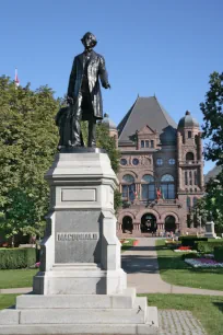 Statue of MacDonald in front of Ontario Parliament Building in Toronto